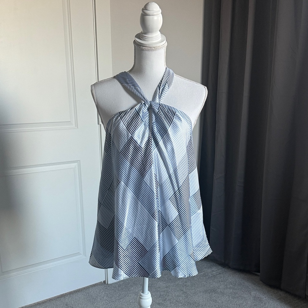 Banana Republic Blue and White Halter Blouse